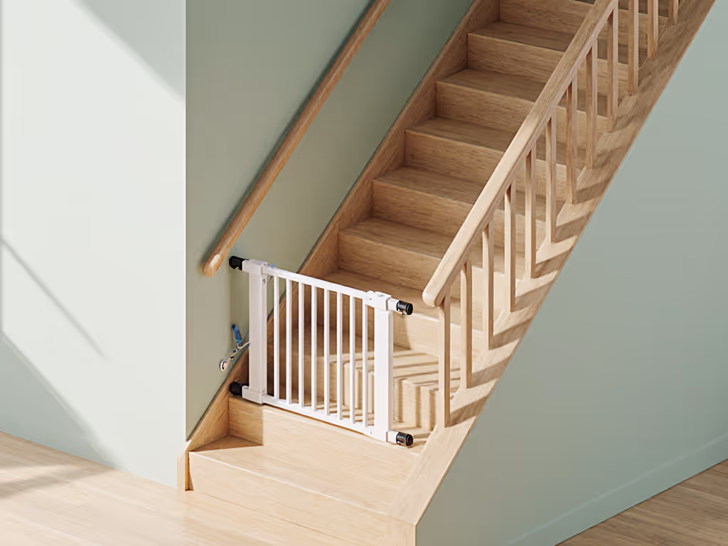 proper_baby_gate_installation_at_stairway_top_with_hardware_mounting