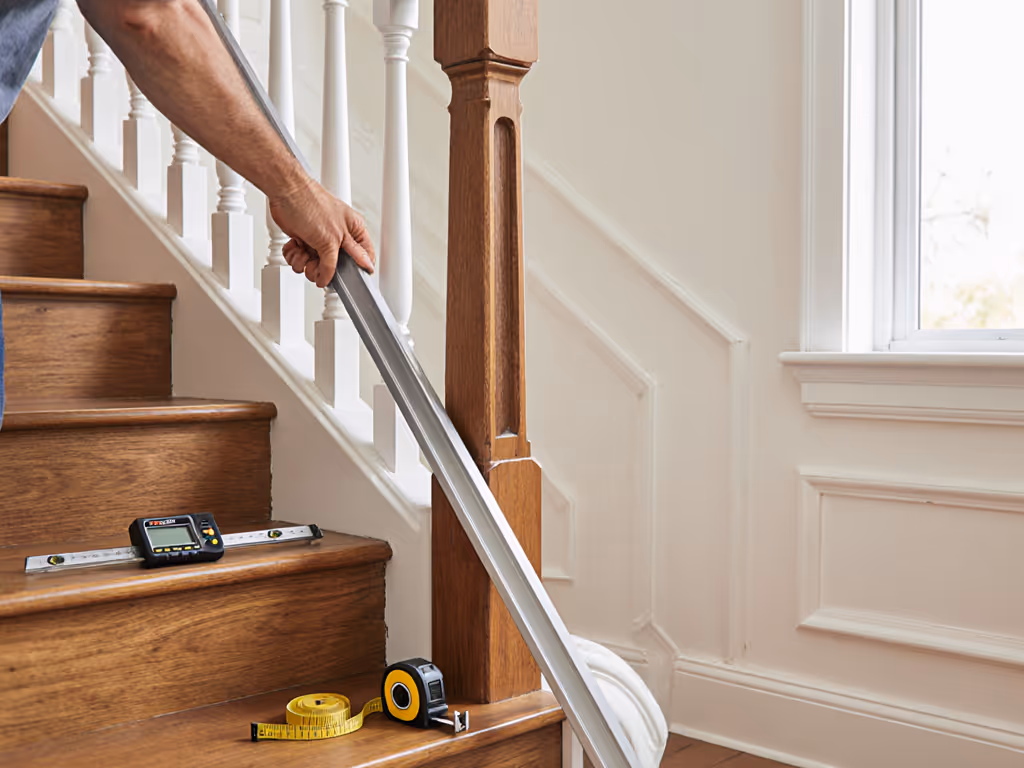measuring_stair_banister_plumb_and_baseboard_reveal